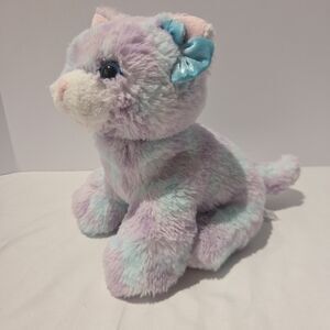 American Girl Doll Cat Plush Purple Teal Blue 12" Soft Stuffed Shaggy Toy